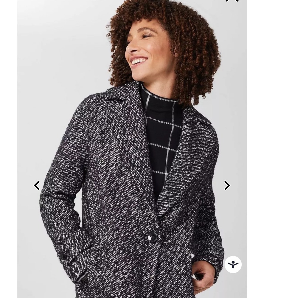 Hobbs London Carmine Herringbone Coat in Deep Blue Ivory size US14